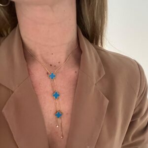 COLLAR TREBOL TURQUESA