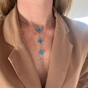 COLLAR TREBOL TURQUESA