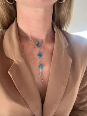 COLLAR TREBOL TURQUESA