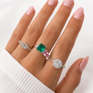 set de anillos x 3 u acero blanco