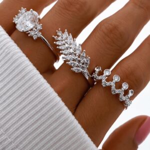 set de anillos x 3 u acero blanco
