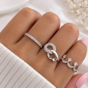 set de anillos x 3 u acero blanco
