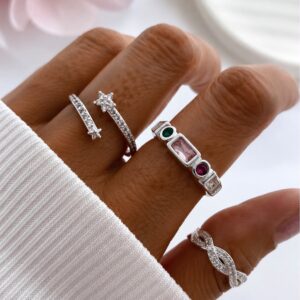 set de anillos x 3 u acero blanco