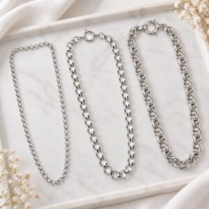 combo 3 cadenas acero blanco