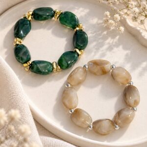 PULSERAS X 2 PIEDRAS Y ACERO PREMIUM