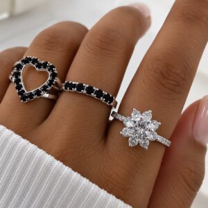 set x 3 anillos acero blanco