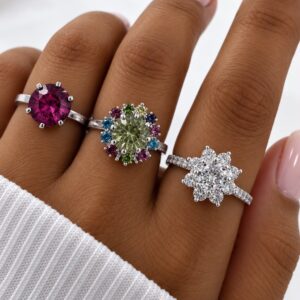 set x 3 anillos acero blanco