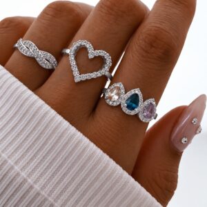 set x 3 anillos acero blanco