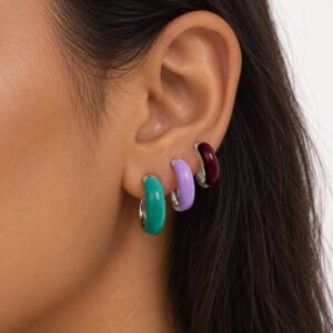 packs x 3 pares de aros acero blanco y esmalte