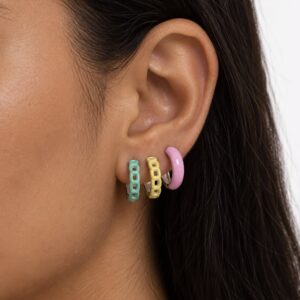 packs x 3 pares de aros acero blanco y esmalte