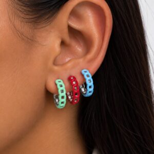packs x 3 pares de aros acero blanco y esmalte