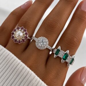 set de anillos x 3 u acero blanco