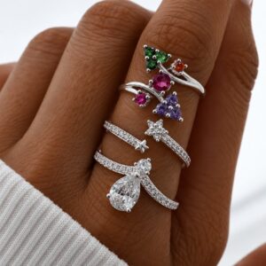 set de anillos x 3 u acero blanco
