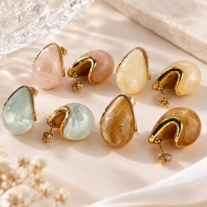 pack x 4 pares de aros acero dorado