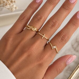 packs x 3 anillos acero dorado